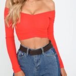 Camiseta mujer hombros descubiertos | Top largo sin tirantes